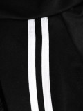 Women Fall Winter Casual Long Sleeve Striped Zipper Wide Leg Jumpsuit