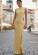 Women's Elegant Slash Shoulder Ruched Slim Waist Side Ruffle Maxi Dress