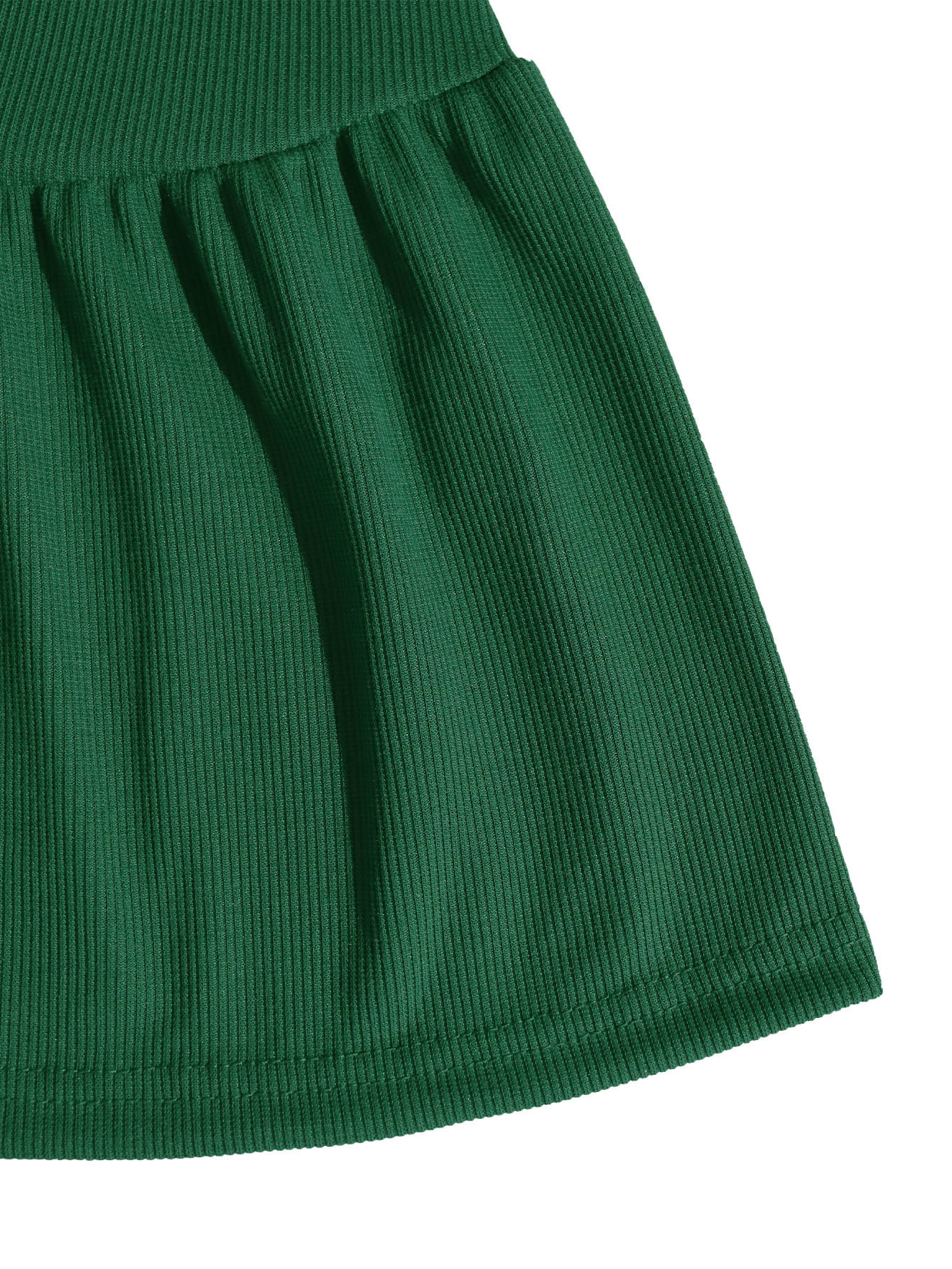 Long Sleeve Ribbed Lantern Sleeve Smocked Dress