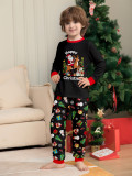 Christmas Family Wear Printed Long Sleeve Top And Long Pants Pajama Two Piece Set