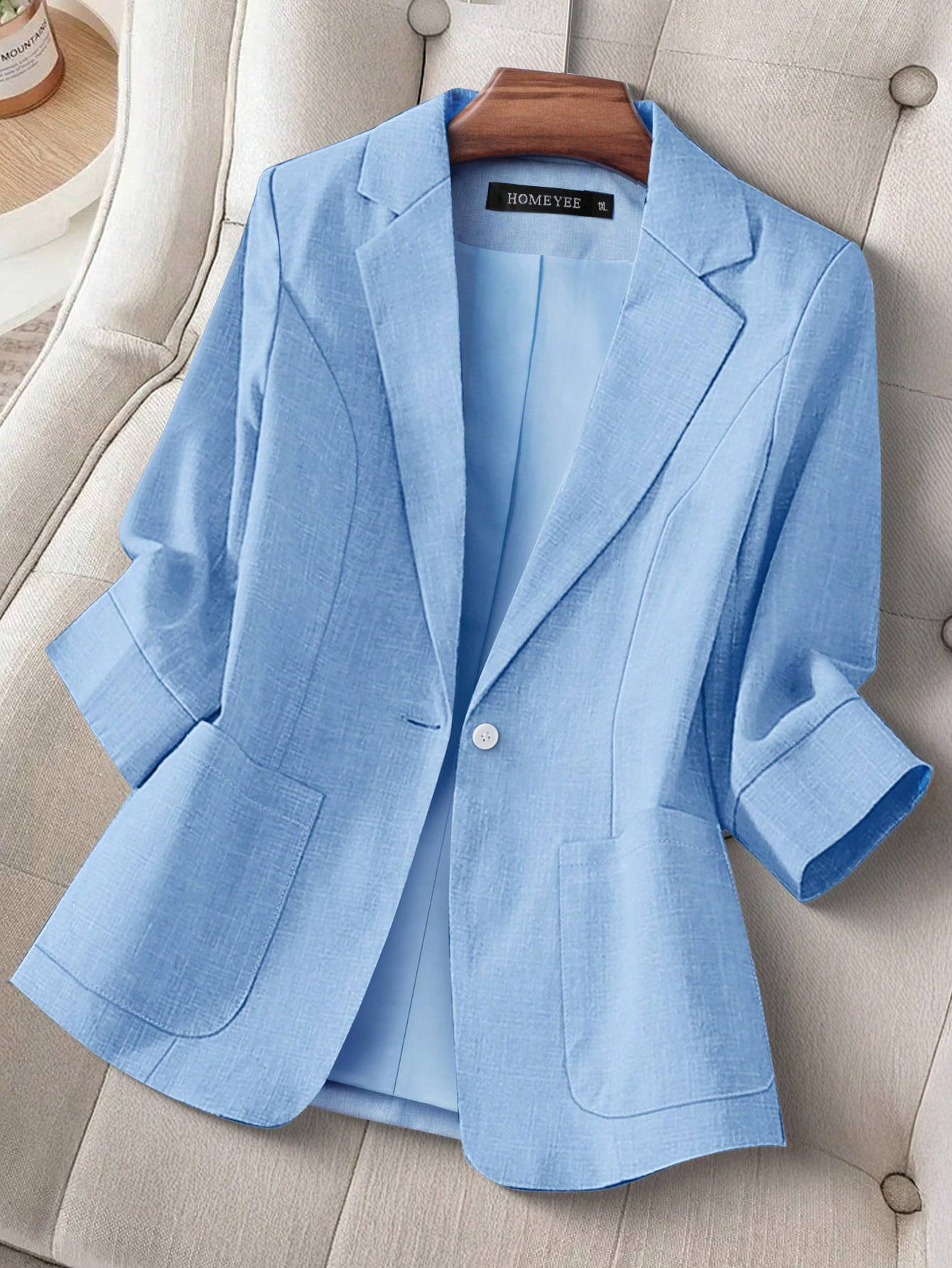 Plus Size Patchwork Blazer with Pockets