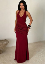 Women's Sexy Halter Neck U-Neck Slim Fit Low Back Elegant Formal Dress Women's Sexy Halter Neck U-Neck Slim Fit Low Back Elegant Formal Dress