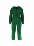 Women Fall Winter Casual Long Sleeve Striped Zipper Wide Leg Jumpsuit