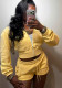 Women's Rivet Sportswear Yellow Zip-Up Hooded Jacket Drawstring Shorts Two-Piece Set