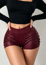 Women's Summer Fashion Slim Waist Snakeskin Faux Leather Sexy Shorts