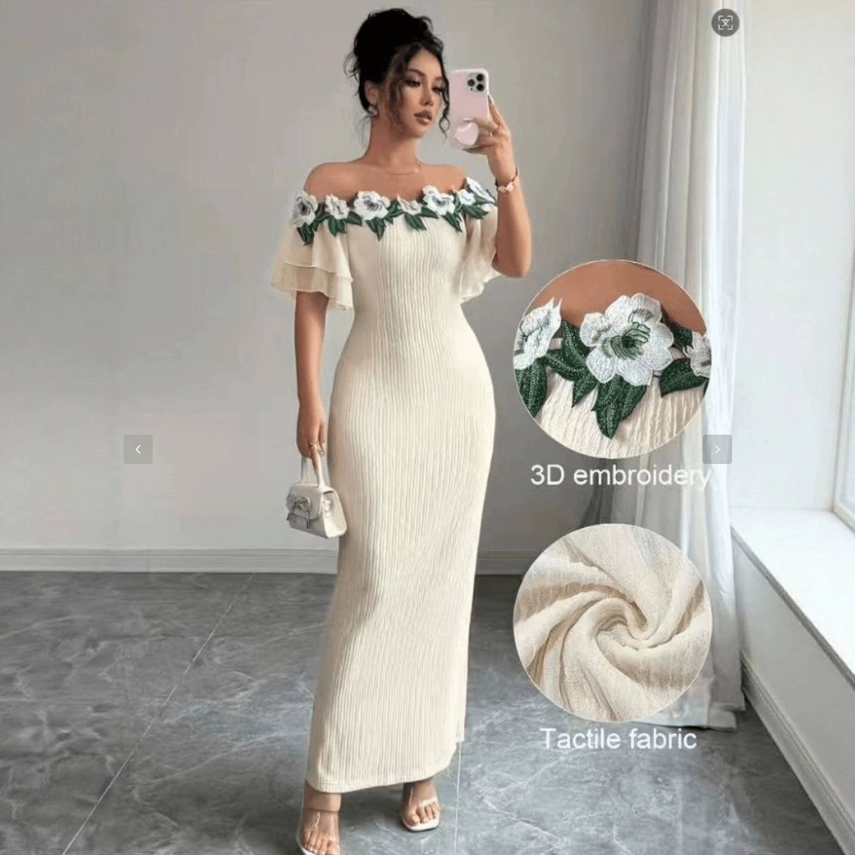 Floral Off-Shoulder Dress for Formal Events