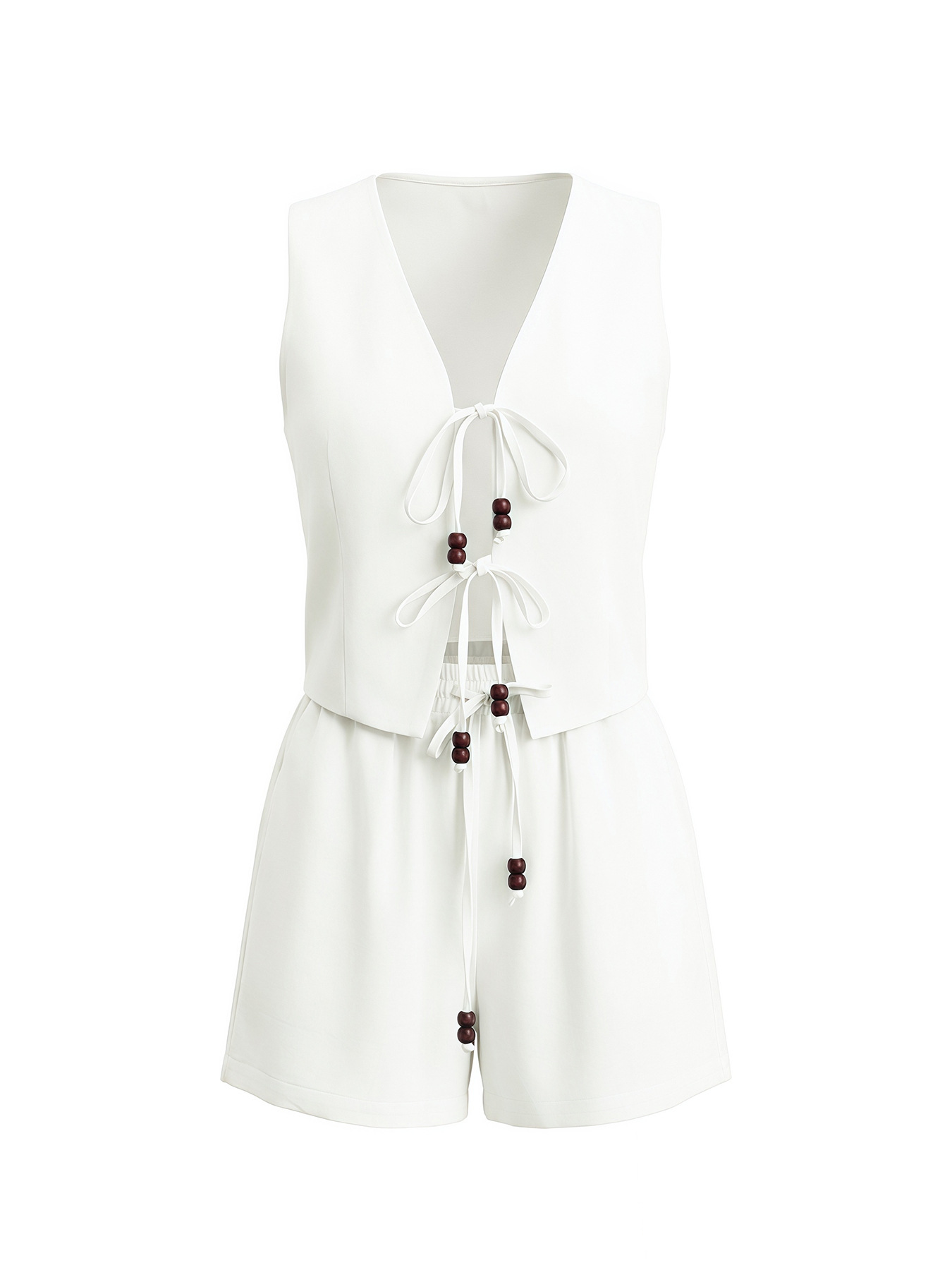 Lace-Up Sleeveless Top & Shorts Two-Piece Set