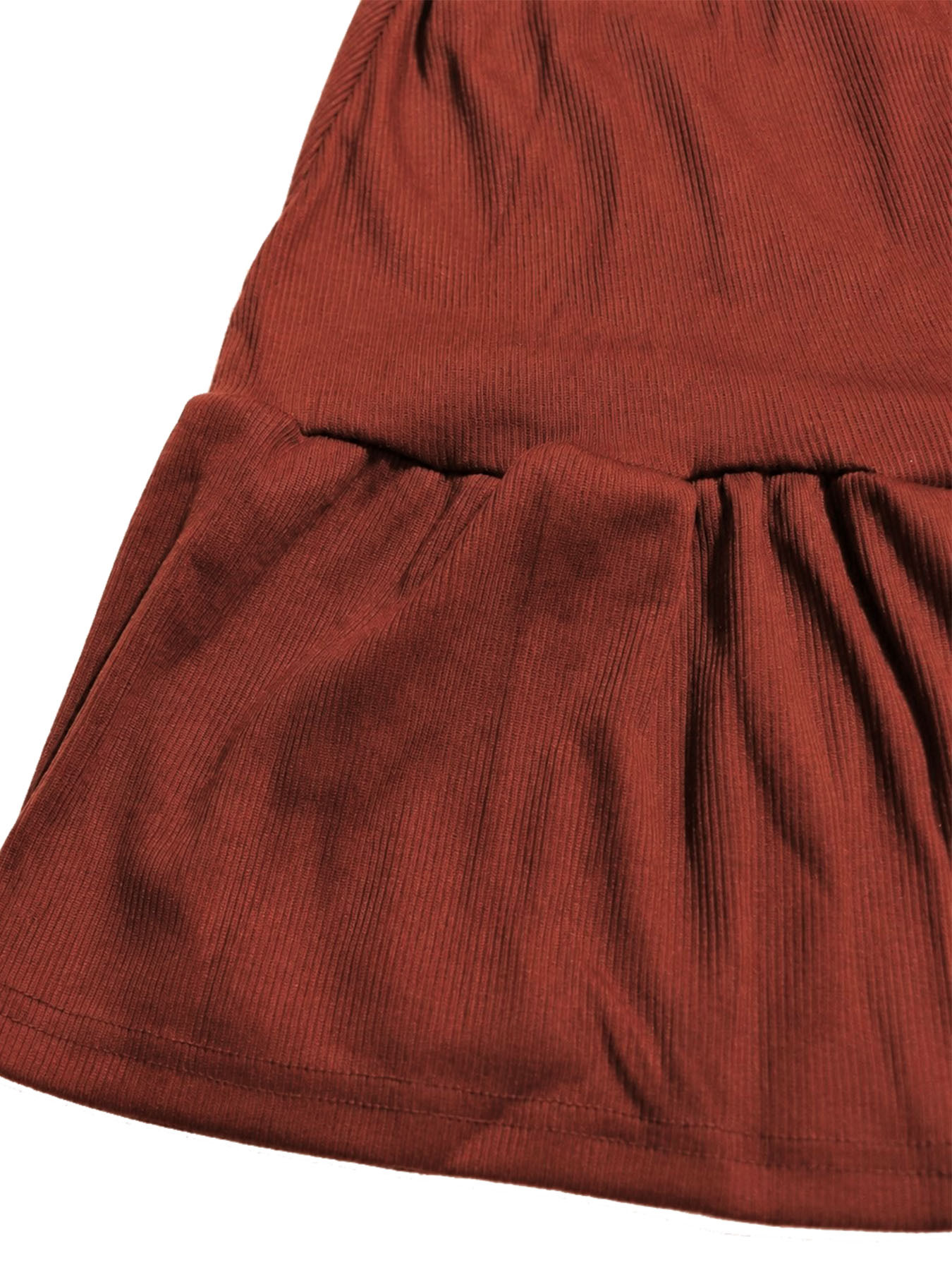 Long Sleeve Ribbed Lantern Sleeve Smocked Dress