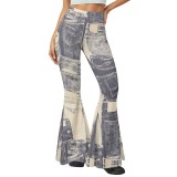 Women Fall Winter Casual Stretchy Bell Bottom Pants With Headband