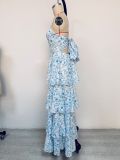 Women Spring Summer Bow Floral Holidays Printed Dress