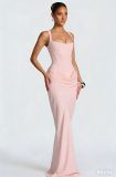Women's Chic Strapless Ruched Fishbone Bodycon Formal Dress