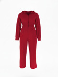 Women Fall Winter Casual Long Sleeve Striped Zipper Wide Leg Jumpsuit