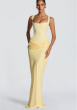 Women's Chic Strapless Ruched Fishbone Bodycon Formal Dress