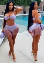 Women's Fashion Sexy Halter Neck Strapless Tassel Shorts Set Women's Fashion Sexy Halter Neck Strapless Tassel Shorts Set