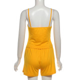 Women Summer V‑Neck Tank Top And Shorts Casual Two Piece Set