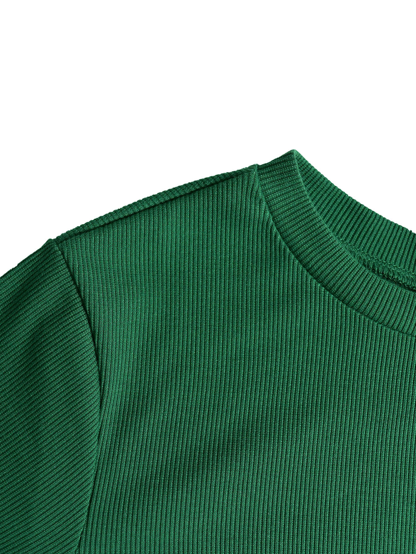 Long Sleeve Ribbed Lantern Sleeve Smocked Dress