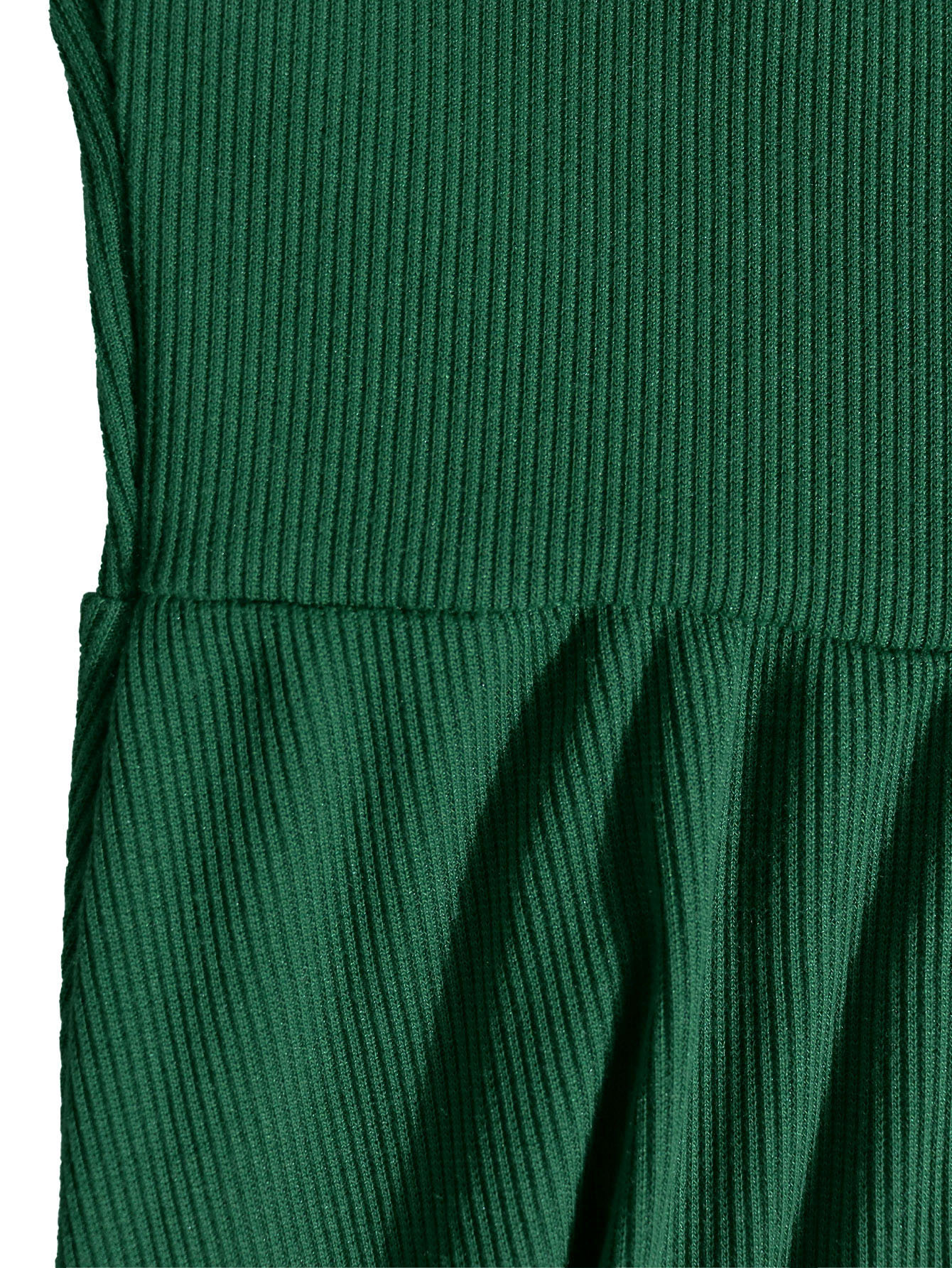 Long Sleeve Ribbed Lantern Sleeve Smocked Dress