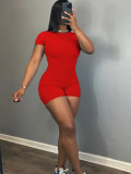 Women Spring Round Neck Short-Sleeve Jumpsuit