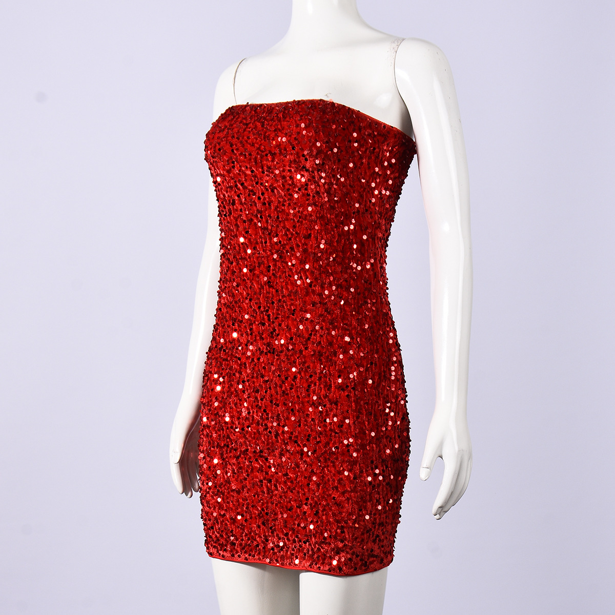 Sequin Strapless Low Back Dress for Summer Parties