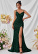 Women Sequin V‑Neck Sexy Cami Mermaid‑Slit Evening Dress
