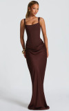 Women's Chic Strapless Ruched Fishbone Bodycon Formal Dress