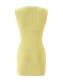 Women's Pink Deep V-Neck Sleeveless Zip-Up Slim Fit Bodycon Mini Party Dress