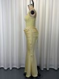 Women's Chic Strapless Ruched Fishbone Bodycon Formal Dress