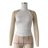 Women's Lace Patchwork Low Back Ruched Slim Fit Crop Top