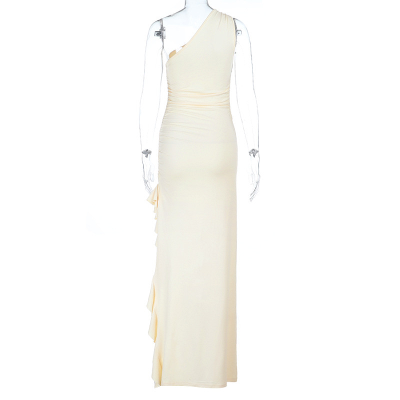 Slash Shoulder Slit Bodycon Dress for Summer Parties