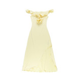 Women's Formal Party Chic Elegant Off Shoulder Strapless Ruffle Midi Dress