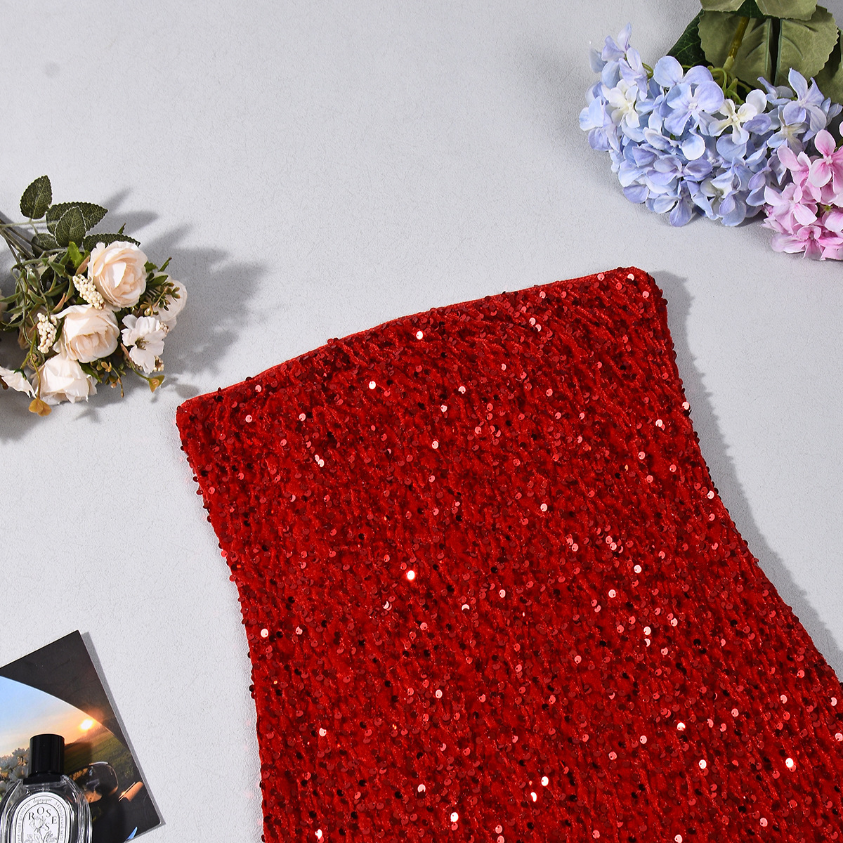 Sequin Strapless Low Back Dress for Summer Parties
