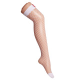 Women's Black and White Fishnet Knee-High Stockings Sexy Nurse Costume Mesh Thigh-High Socks