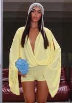 Women Autumn V‑Neck Draped Backless Tie‑Up Bell Bottom Long‑Sleeve Jumpsuit Women Autumn V‑Neck Draped Backless Tie‑Up Bell Bottom Long‑Sleeve Jumpsuit