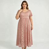 Plus Size Women Elegant Lace Maxi Dress