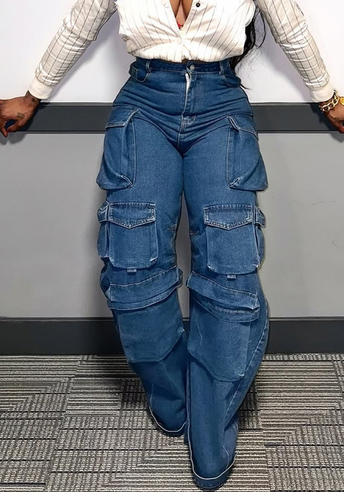 Denim Cargo Long Pants for Autumn & Winter