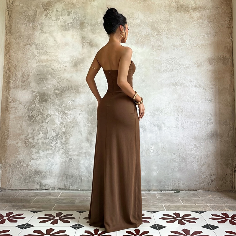 Strapless Lace-Up Evening Dress for Formal Parties