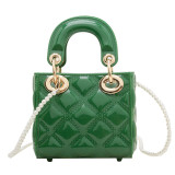 Women's Summer Jelly Mini Bag, Kids' Bag Diamond-Quilted PVC Pearl Crossbody Bag