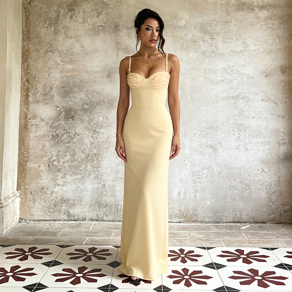 Strap Low Back Slit Dress for Evening Wear