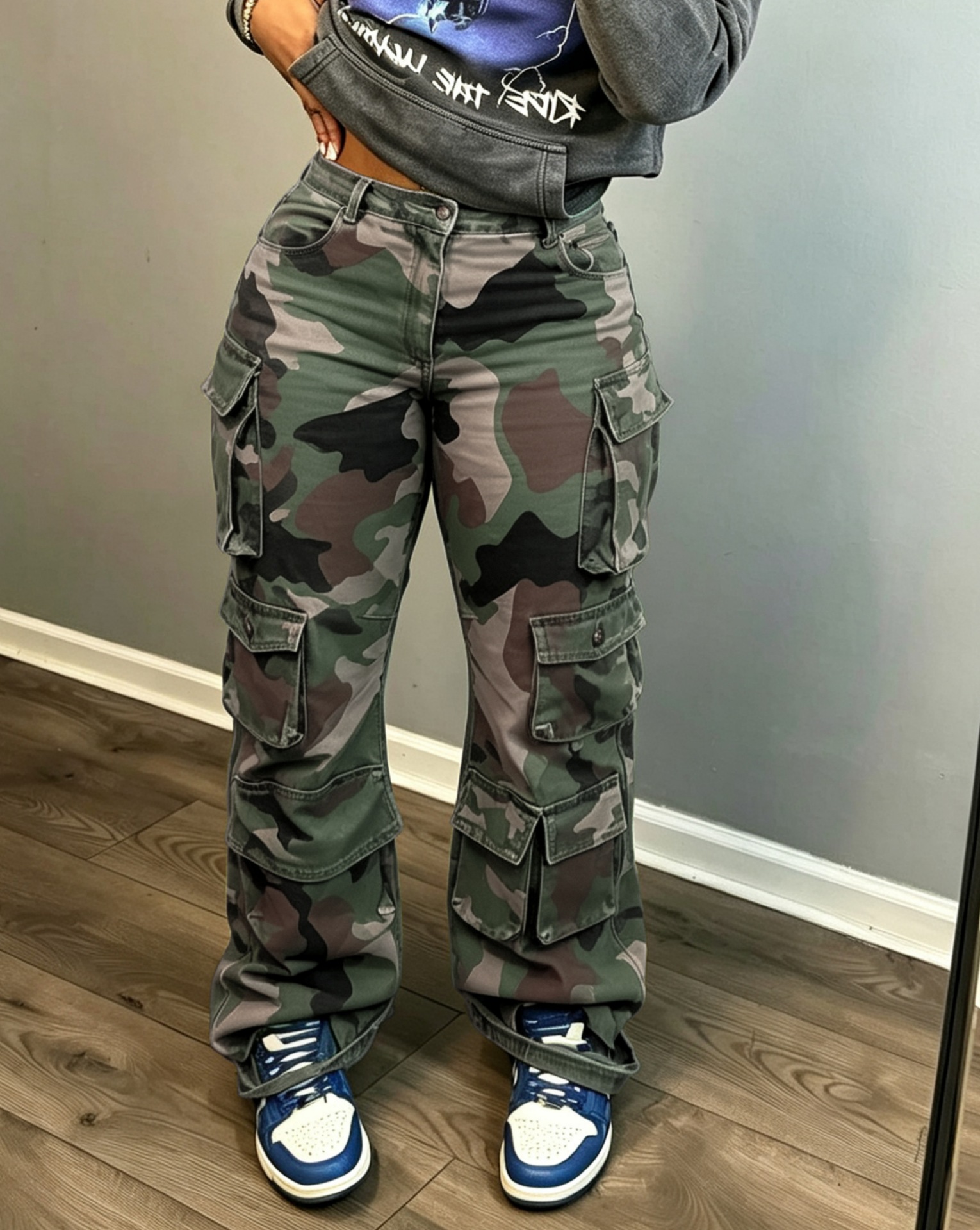 Camouflage Cargo Denim Long Pants for Streetwear