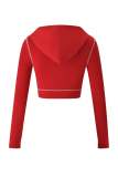 Women's Fashion Casual Printed Zip-Up Hooded Long-Sleeve Top and Drawstring Shorts Set