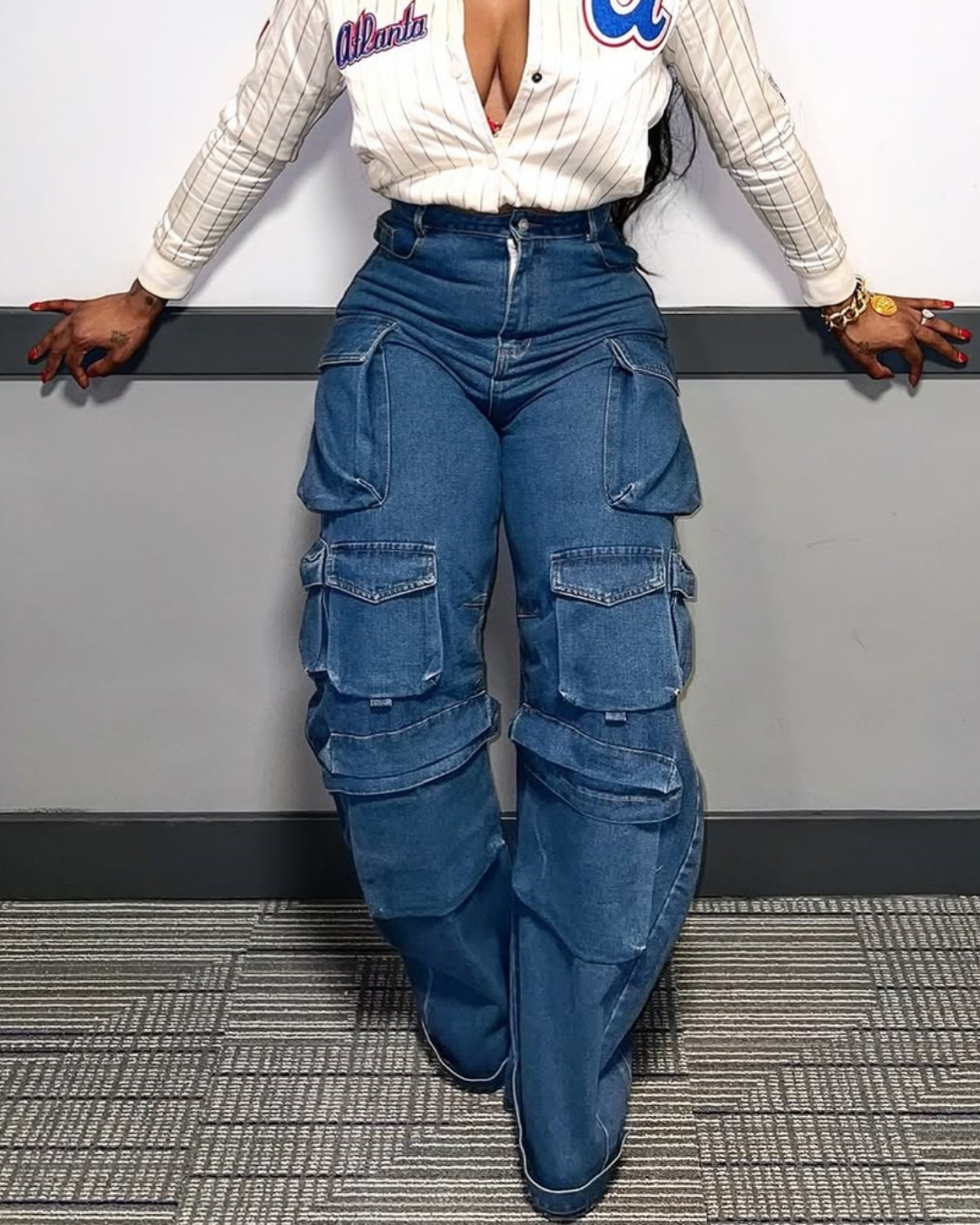 Denim Cargo Long Pants for Autumn & Winter