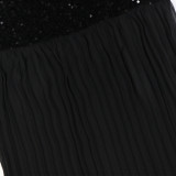 Women's Sexy Sleeveless Round Neck Velvet Sequin Patchwork Chiffon Party Maxi Dress