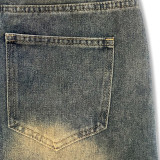 Women's Spring/Fall Beaded Wide-Leg Denim Knee-Length Shorts