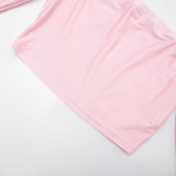Women Autumn Strapless Patchwork 3/4‑Sleeve Top & Capri Pants Two‑Piece Set
