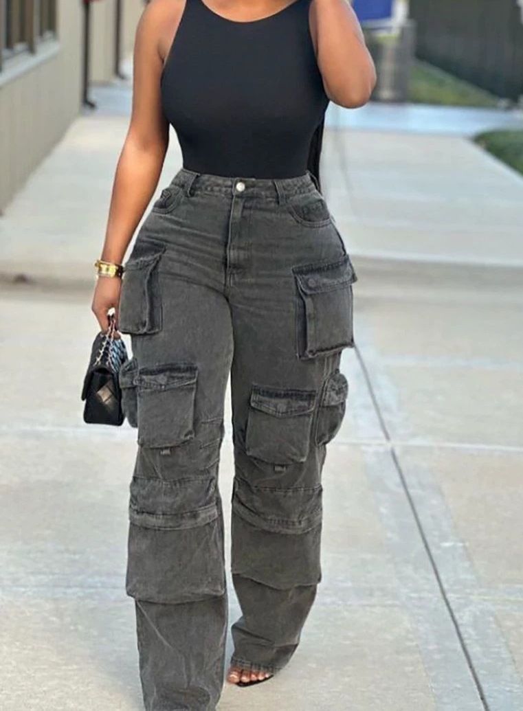 Denim Cargo Long Pants for Autumn & Winter