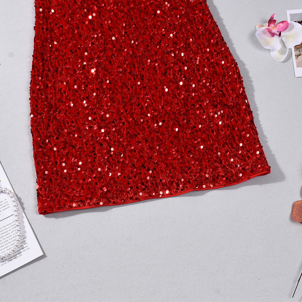 Sequin Strapless Low Back Dress for Summer Parties