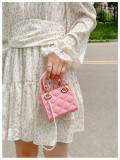 Women's Summer Jelly Mini Bag, Kids' Bag Diamond-Quilted PVC Pearl Crossbody Bag
