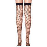 Women's Black and White Fishnet Knee-High Stockings Sexy Nurse Costume Mesh Thigh-High Socks
