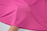 Women's Sexy Deep V-Neck Hollow-Out Low Back Slim Waist Solid Color Halter Neck Bodycon Dress