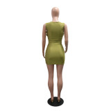 Women's Fashion Round Neck Sleeveless Bodycon Mini Dress